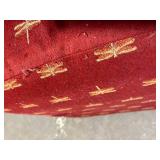 Newport Furnishings Dragonfly Pattern Red Chair - Nailhead Trim, Wood Legs