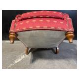 Newport Furnishings Dragonfly Pattern Red Chair - Nailhead Trim, Wood Legs