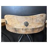 Stool Set of 3 - Round Wood with Iron Frame - Vintage Industrial