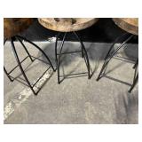 Stool Set of 3 - Round Wood with Iron Frame - Vintage Industrial