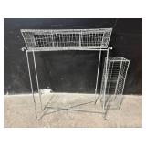 Industrial Wire Mesh Basket on Metal Stand with Small Matching Basket