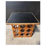 Vintage Wooden 12-Bottle Wine Rack Table - Black Top