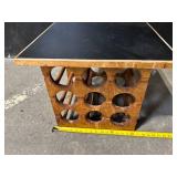 Vintage Wooden 12-Bottle Wine Rack Table - Black Top