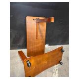 Vintage Solid Wood Desk With Pedestal Base & Tilt Mechanism - Writing Table For Home Office