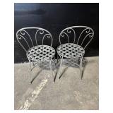 Wrought Iron Patio Bistro Set - Round Table with 2 Lattice Chairs