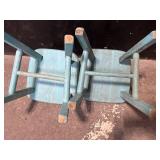 Chairs - Pair of Vintage Turquoise Painted Wood with Spindle Back