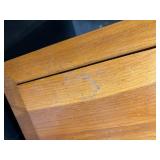 Vintage Oak End Table with Drawer and Turned Legs