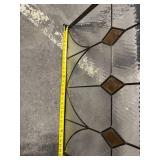3-Panel Stained Glass Fireplace Screen - Art Deco Brass Trim