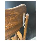 Office Chair - Antique Oak Spindle-Back Swivel with Armrests & Casters