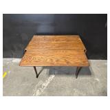 Oak Mid-Century Drop-Leaf Console Desk - Drawer & Cabinet on Casters