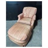 Armchair with Ottoman - Striped Upholstery