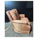 Armchair with Ottoman - Striped Upholstery