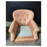 Armchair with Ottoman - Striped Upholstery