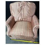 Armchair with Ottoman - Striped Upholstery