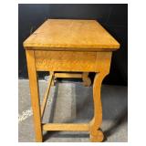 Vintage Burl Veneer Side Table - 1 Drawer, Cabriole Scroll Legs