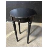 Black Round End Table with Drawer