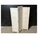 Three-Panel White Folding Cabinet - Vintage Wood Storage