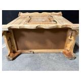 Vintage Oak Cabinet with Scalloped Top - Single Door, Inner Shelving