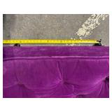 Purple Velvet Tufted Ottoman - Four Black Turned Legs, 28-30 in Wide