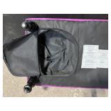 Purple Velvet Tufted Ottoman - Four Black Turned Legs, 28-30 in Wide