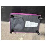 Purple Velvet Tufted Ottoman - Four Black Turned Legs, 28-30 in Wide