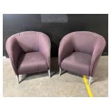 TB 116/117 Purple Upholstered Armchairs Pair - Curved-Back Lounge Chairs