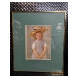 Framed Beach Scene Prints - Pair of Vintage Reproductions in Teal Mats