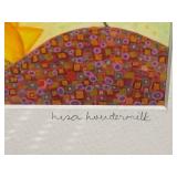 Lisa Hundermilk - Pair of Framed Landscape Art Prints with Mosaic Hills, Signed