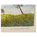 Lisa Hundermilk - Pair of Framed Landscape Art Prints with Mosaic Hills, Signed