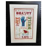 Sharyn Swell Word Art Prints - Beauty & Life (Framed) Lot of 2