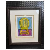Waiting for Godot Art Print - Bright Yellow Chair on Blue & Purple Background