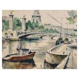 Framed Art Prints - Paris River Scene & Winter Birds (Lot of 2)