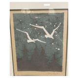 Framed Art Prints - Paris River Scene & Winter Birds (Lot of 2)