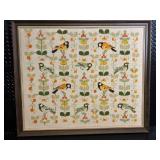 Birds on Floral Stems Cross-Stitch - Framed Art Pair (Lot of 2)