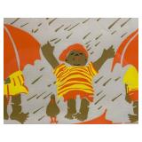 Two Framed Color-Block Art Prints: Umbrella Kids & Ducklings