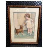 Bessie Pease Gutmann - Pair of Framed Prints Little Girl with Puppy