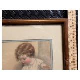 Bessie Pease Gutmann - Pair of Framed Prints Little Girl with Puppy