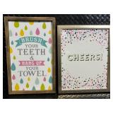 Hobby Lobby Framed Wall Art Set - 2 Prints: Brush Your Teeth & Hang Up Your Towel; Cheers!