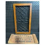 Wall Panel - Vintage Wood Frame with Wrought Iron Scrollwork