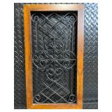 Wall Panel - Vintage Wood Frame with Wrought Iron Scrollwork