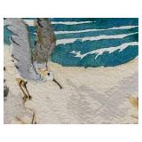 Framed Floral Still Life Geranium & Seascape Beach Prints - 2-Piece Lot