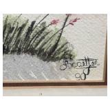 Framed Floral Still Life Geranium & Seascape Beach Prints - 2-Piece Lot