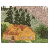 Vintage Framed Wall Art Lot - Mountain Landscape, FAMILY Birds Sign & Lace Keepsake