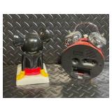 Disney Mickey Mouse Alarm Clock & Standing Figurine - Red Frame