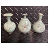 Celadon Ceramics & Glass Lot - Jug w/ Spigot, 3 Bud Vases, White Bowls