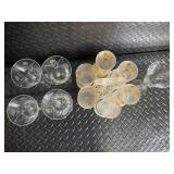 Vintage Frosted Glassware Set with Orange Leaf Motif - Clear Etched Wine Glasses & Champagne Flutes