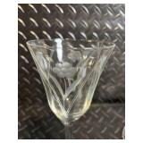 Vintage Frosted Glassware Set with Orange Leaf Motif - Clear Etched Wine Glasses & Champagne Flutes