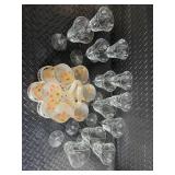 Vintage Frosted Glassware Set with Orange Leaf Motif - Clear Etched Wine Glasses & Champagne Flutes