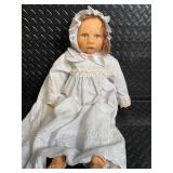 Pair of Vintage Composition Dolls in Ivory Lace Dresses