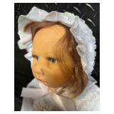 Pair of Vintage Composition Dolls in Ivory Lace Dresses